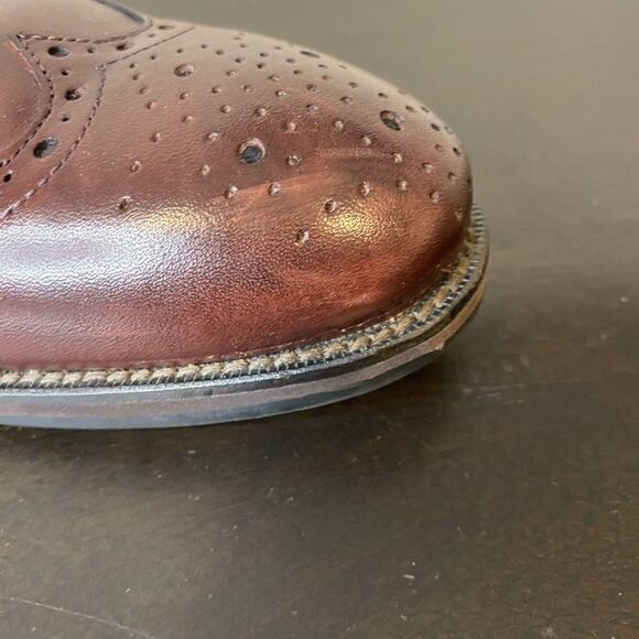 Johnston & Murphy mens brown wingtip lace up dress shoes, size 8 - Picture 6 of 11